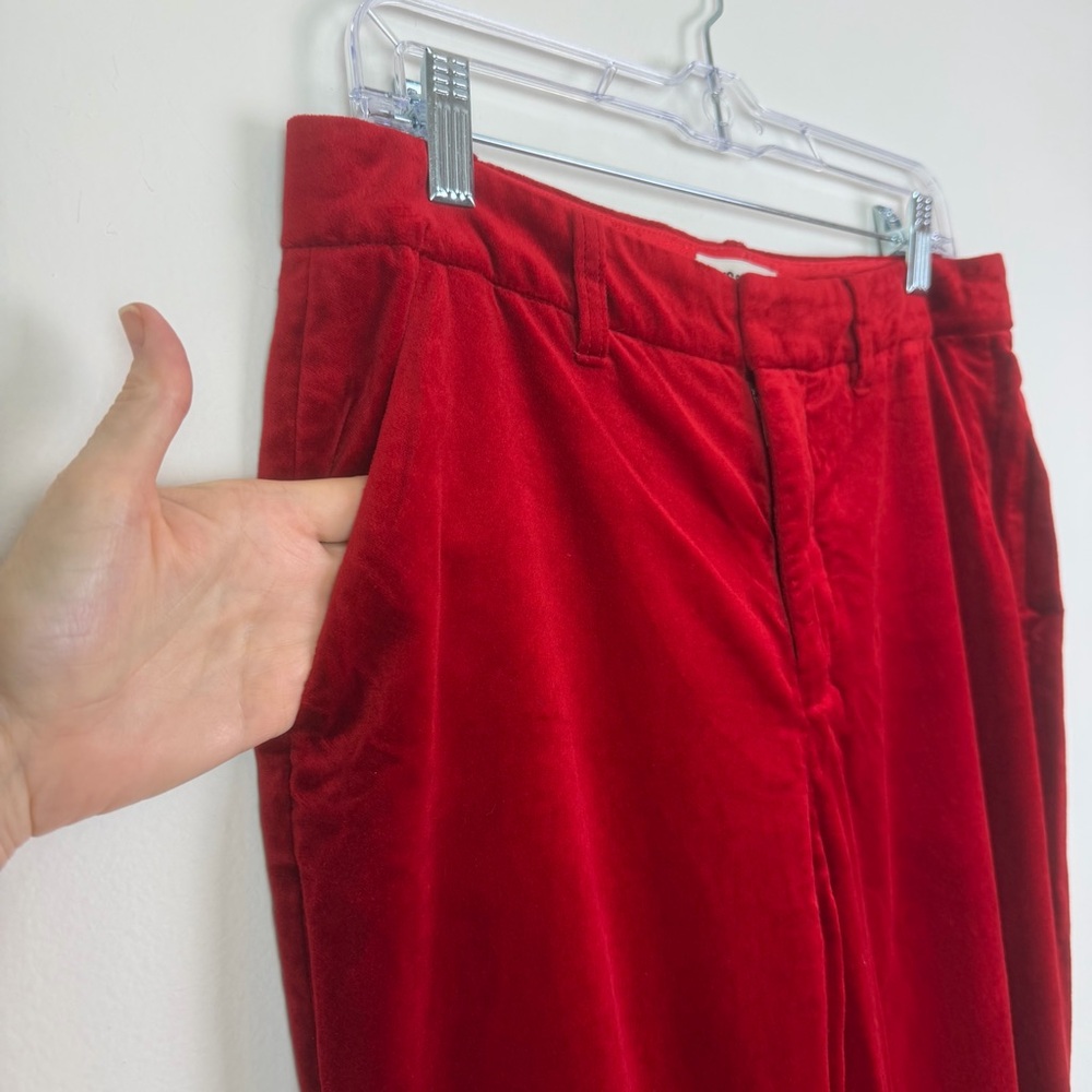 Zadig & Voltaire Prevy Velvet Flared Trousers in Red Size 40 Large - Picture 5 of 14